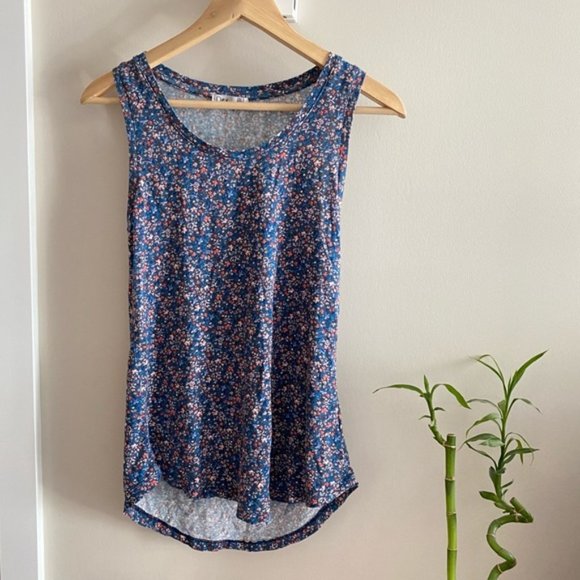 DEX Blue Floral Scoop Tank Top - Picture 6 of 6